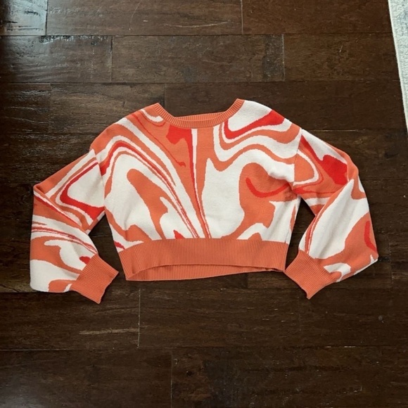Altar’d State-orange and cream cropped sweater-size S-EUC - Picture 2 of 5
